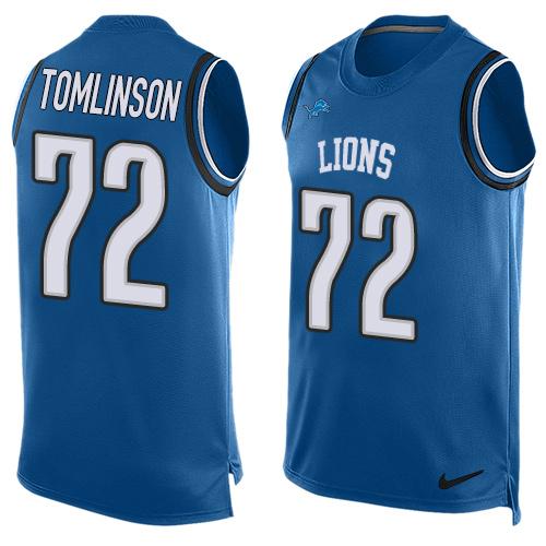 Nike Lions #72 Laken Tomlinson Blue Team Color Men's Stitched NFL Limited Tank Top Jersey