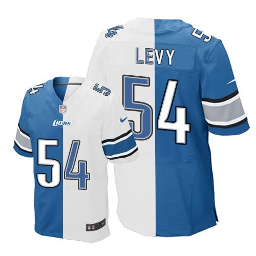 Nike Lions #54 DeAndre Levy Blue/White Men's Stitched NFL Elite Split Jersey