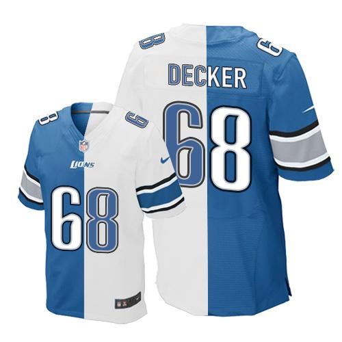 Nike Lions #68 Taylor Decker Blue/White Men's Stitched NFL Elite Split Jersey