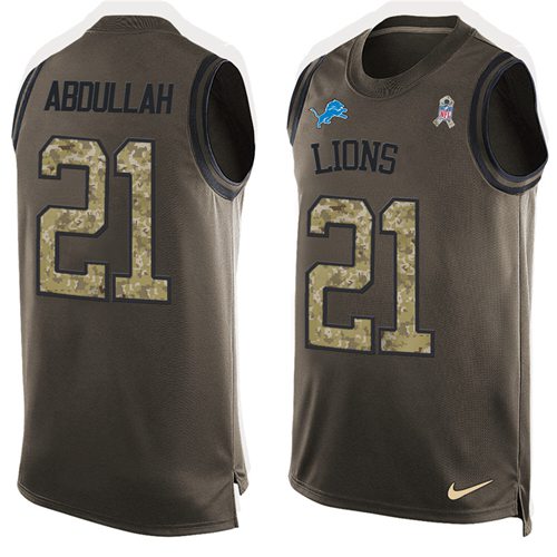 Nike Lions #21 Ameer Abdullah Green Men's Stitched NFL Limited Salute To Service Tank Top Jersey