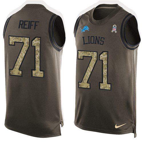 Nike Lions #71 Riley Reiff Green Men's Stitched NFL Limited Salute To Service Tank Top Jersey
