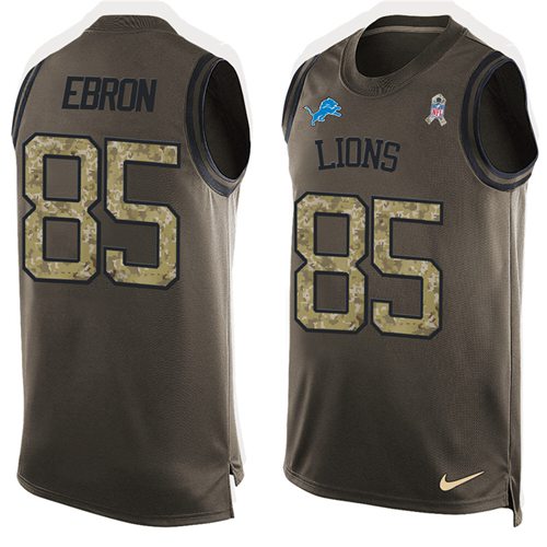 Nike Lions #85 Eric Ebron Green Men's Stitched NFL Limited Salute To Service Tank Top Jersey