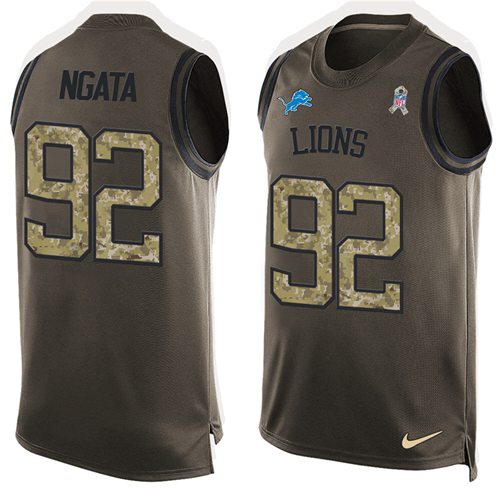 Nike Lions #92 Haloti Ngata Green Men's Stitched NFL Limited Salute To Service Tank Top Jersey
