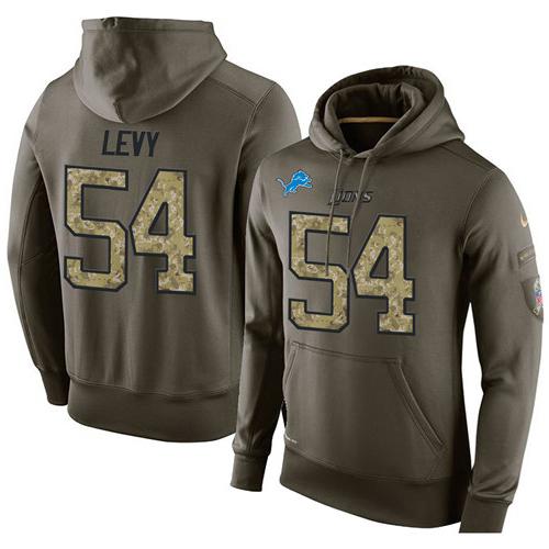 NFL Men's Nike Detroit Lions #54 DeAndre Levy Stitched Green Olive Salute To Service KO Performance Hoodie