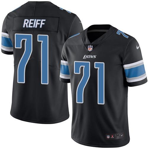 Nike Lions #71 Riley Reiff Black Men's Stitched NFL Limited Rush Jersey
