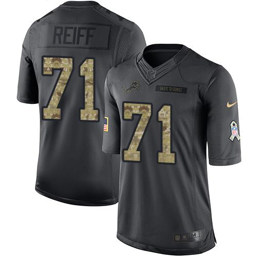 Nike Lions #71 Riley Reiff Black Men's Stitched NFL Limited 2016 Salute To Service Jersey