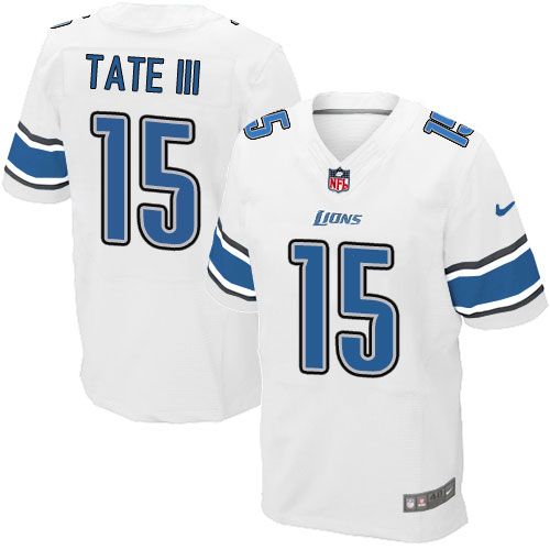 Nike Lions #15 Golden Tate III White Men's Stitched NFL Elite Jersey