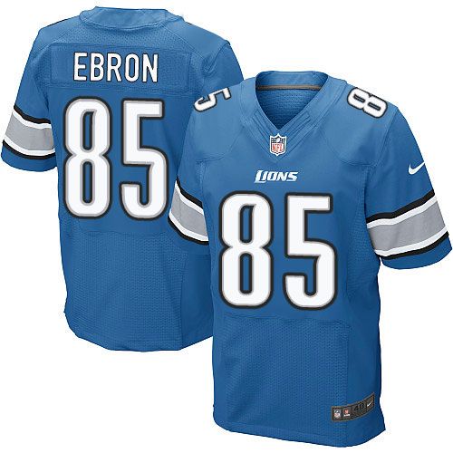 Nike Lions #85 Eric Ebron Blue Team Color Men's Stitched NFL Elite Jersey