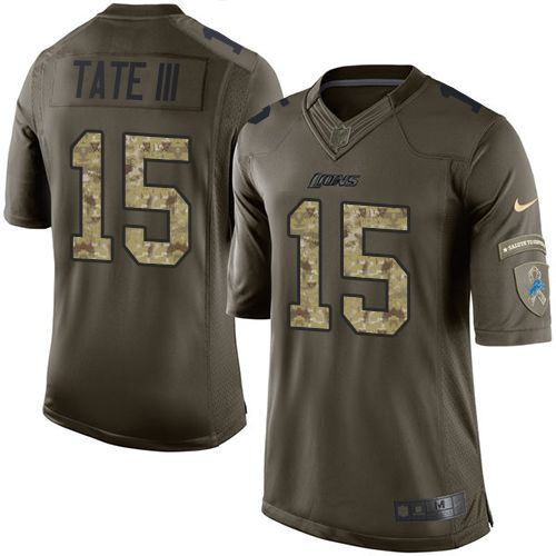 Nike Lions #15 Golden Tate III Green Men's Stitched NFL Limited Salute To Service Jersey