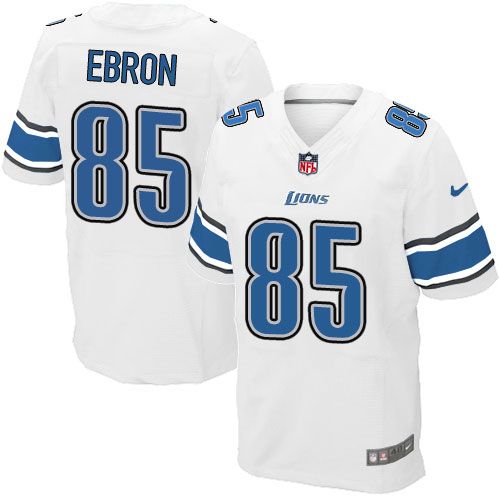 Nike Lions #85 Eric Ebron White Men's Stitched NFL Elite Jersey