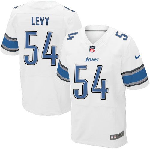 Nike Lions #54 DeAndre Levy White Men's Stitched NFL Elite Jersey