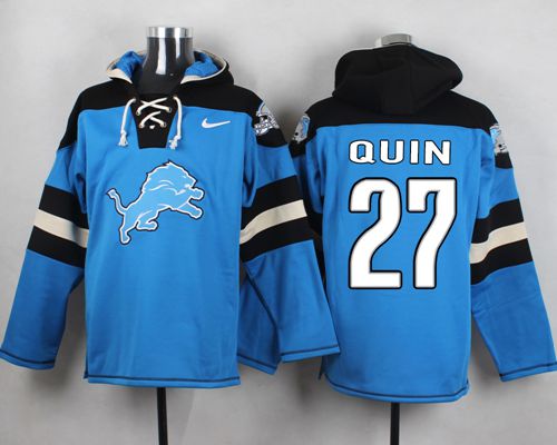 Nike Lions #27 Glover Quin Blue Player Pullover NFL Hoodie