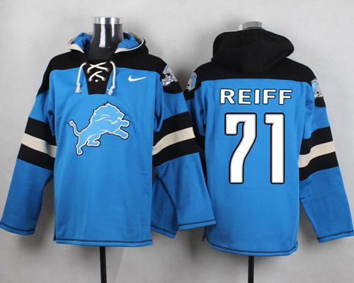 Nike Lions #71 Riley Reiff Blue Player Pullover NFL Hoodie