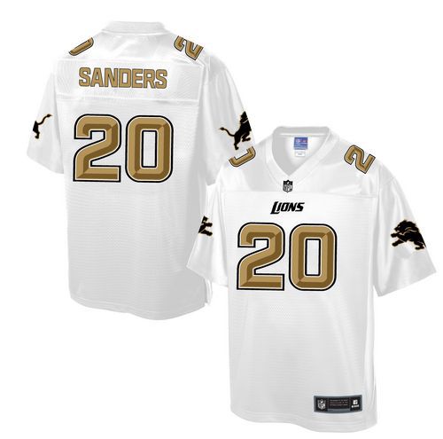 Nike Lions #20 Barry Sanders White Men's NFL Pro Line Fashion Game Jersey