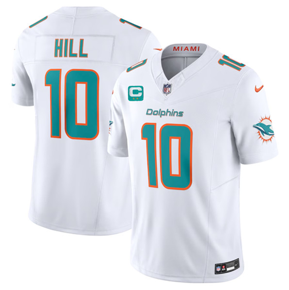 Men's Miami Dolphins #10 Tyreek Hill White 2023 F.U.S.E With 2-Star C Patch Vapor Limited Football Stitched Jersey