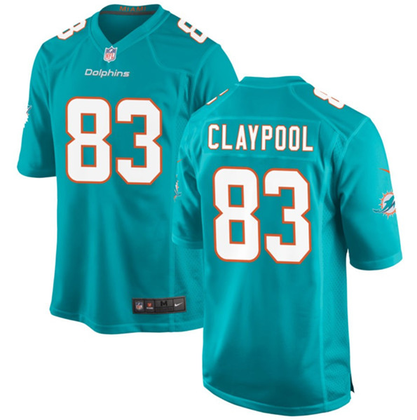 Men's Miami Dolphins #83 Chase Claypool Aqua Football Stitched Game Jersey