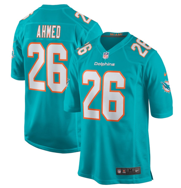 Men's Miami Dolphins #26 Salvon Ahmed Aqua Football Stitched Game Jersey