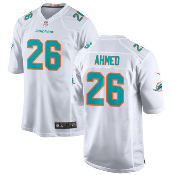 Men's Miami Dolphins #26 Salvon Ahmed White Football Stitched Game Jersey