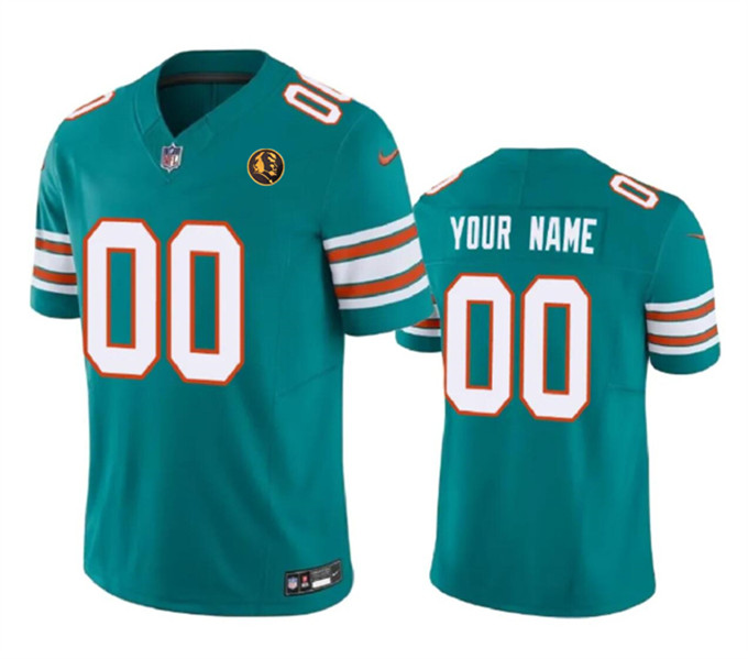 Men's Miami Dolphins Active Player Custom Aqua 2023 F.U.S.E. Alternate With John Madden Patch Vapor Limited Football Stitched Jersey