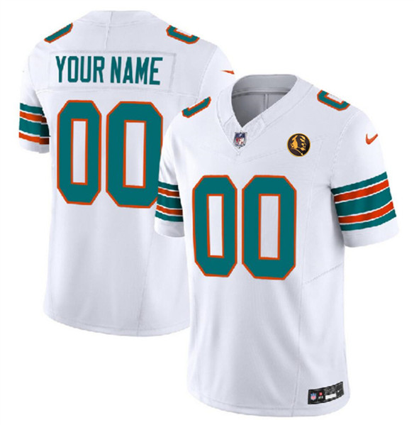 Men's Miami Dolphins Active Player Custom White 2023 F.U.S.E. Alternate With John Madden Patch Vapor Limited Football Stitched Jersey