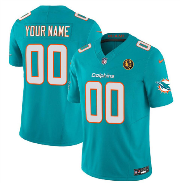 Men's Miami Dolphins Active Player Custom Aqua 2023 F.U.S.E. With John Madden Patch Vapor Limited Football Stitched Jersey