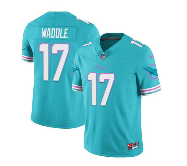 Men's Miami Dolphins #17 Jaylen Waddle Aqua 2023 F.U.S.E Vapor Limited Football Stitched Jersey