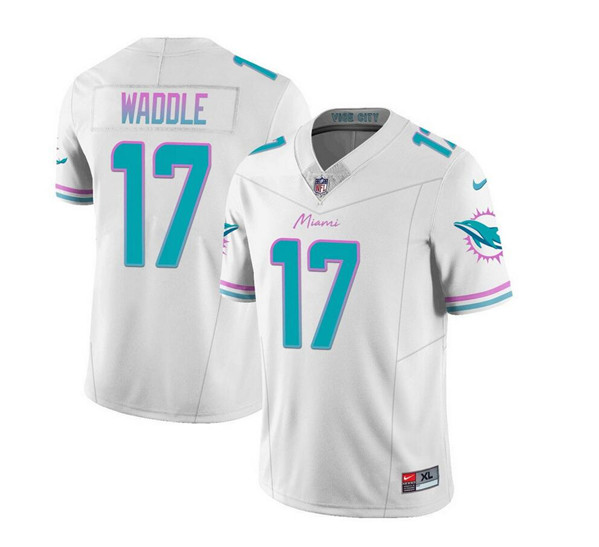 Men's Miami Dolphins #17 Jaylen Waddle White 2023 F.U.S.E Vapor Limited Football Stitched Jersey