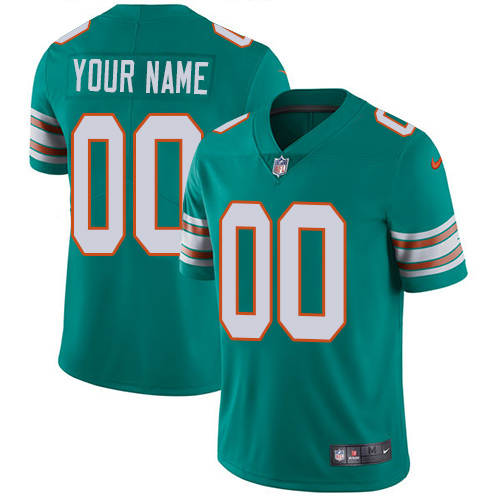 Men's Miami Dolphins ACTIVE PLAYER Custom Aqua Green Alternate Vapor Untouchable NFL Stitched Limited Jersey (Check description if you want Women or Youth size)