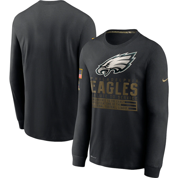 Men's Philadelphia Eagles 2020 Black Salute To Service Sideline Performance NFL T-Shirt