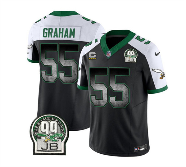 Men's Philadelphia Eagles #55 Brandon Graham Black/White 2023 F.U.S.E. With 4-star C Patch Throwback Vapor Untouchable Limited Football Stitched Jersey