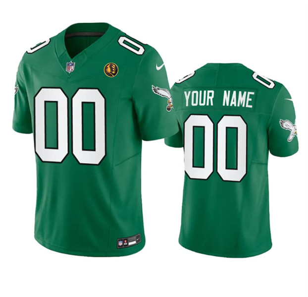 Men's Philadelphia Eagles Active Player Custom Green 2023 F.U.S.E. Throwback With John Madden Patch Vapor Limited Football Stitched Jersey