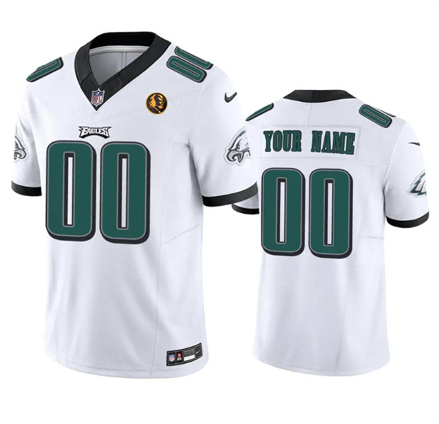 Men's Philadelphia Eagles Active Player Custom White 2023 F.U.S.E. With John Madden Patch Vapor Limited Football Stitched Jersey