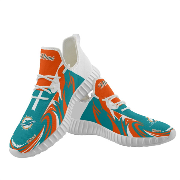 Men's Miami Dolphins Mesh Knit Sneakers/Shoes 021