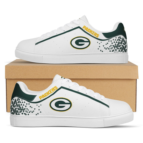 Men's Green Bay Packers Low Top Leather Sneakers 002