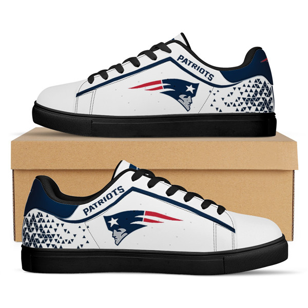 Men's New England Patriots Low Top Leather Sneakers 001