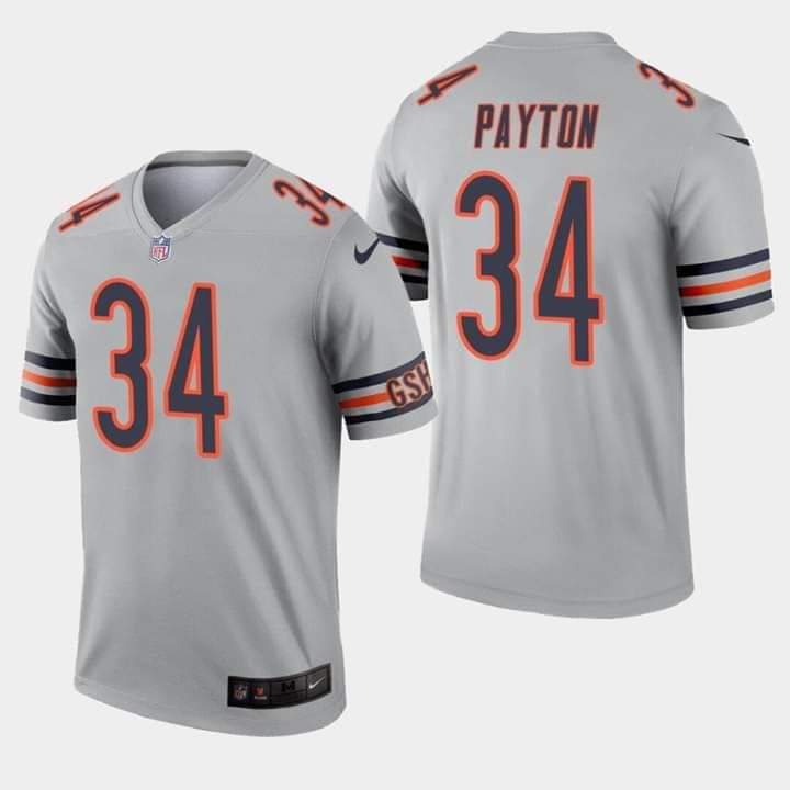 Men's Chicago Bears #34 Walter Payton Silver Inverted Legend Jersey