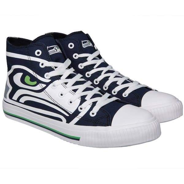 All Sizes NFL Seattle Seahawks Repeat Print High Top Sneakers 003