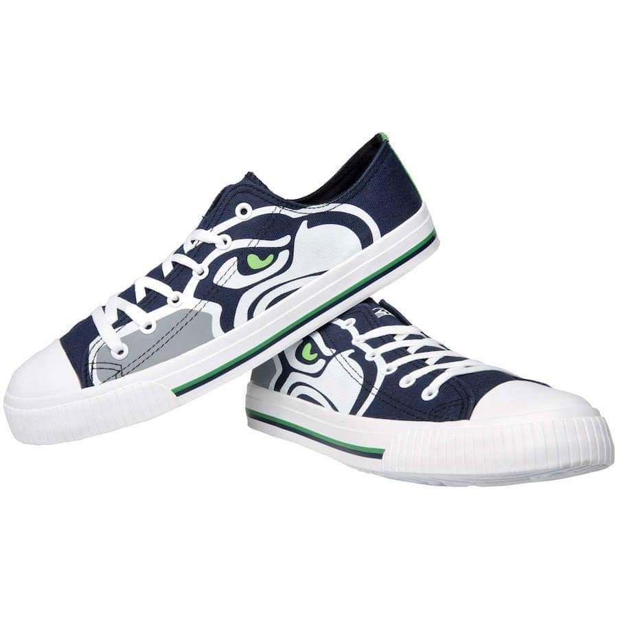 All Sizes NFL Seattle Seahawks Repeat Print Low Top Sneakers 002