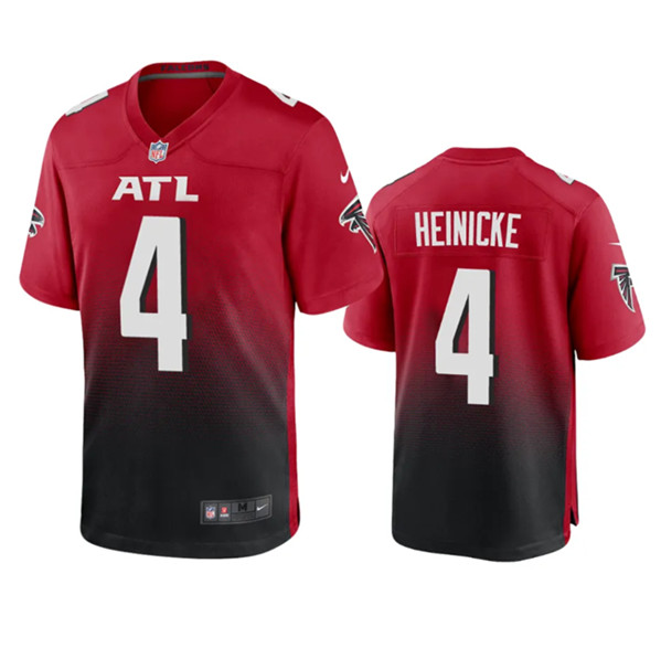 Men's Atlanta Falcons #4 Taylor Heinicke Red/Black Football Stitched Game Jersey