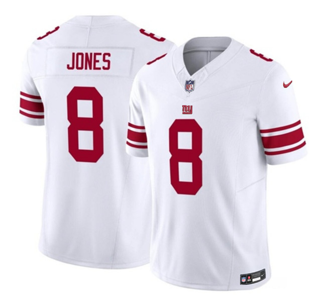 Men's New York Giants #8 Daniel Jones White 2023 F.U.S.E. Vapor Untouchable Limited Stitched Jersey