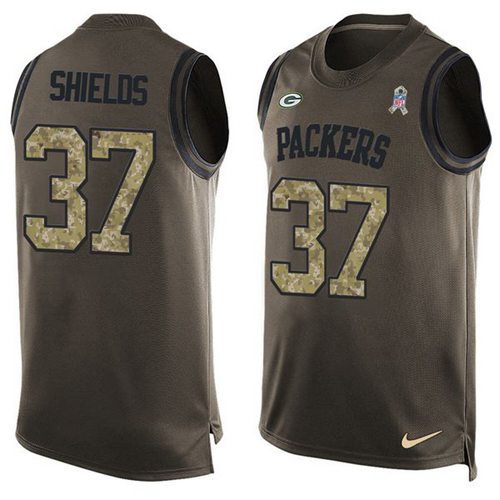 Nike Packers #37 Sam Shields Green Men's Stitched NFL Limited Salute To Service Tank Top Jersey