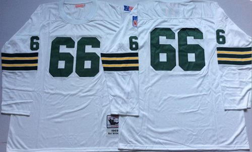 Mitchell And Ness 1969 Packers #66 Ray Nitschke White Throwback Stitched NFL Jersey