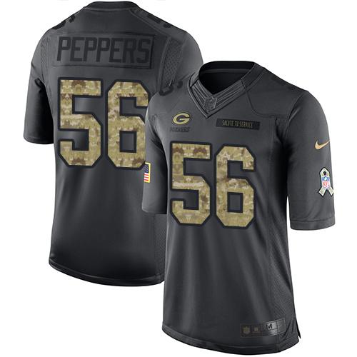 Nike Packers #56 Julius Peppers Black Men's Stitched NFL Limited 2016 Salute To Service Jersey