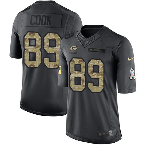 Nike Packers #89 Jared Cook Black Men's Stitched NFL Limited 2016 Salute To Service Jersey
