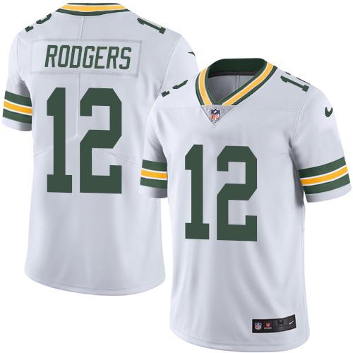 Nike Packers #12 Aaron Rodgers White Men's Stitched NFL Limited Rush Jersey