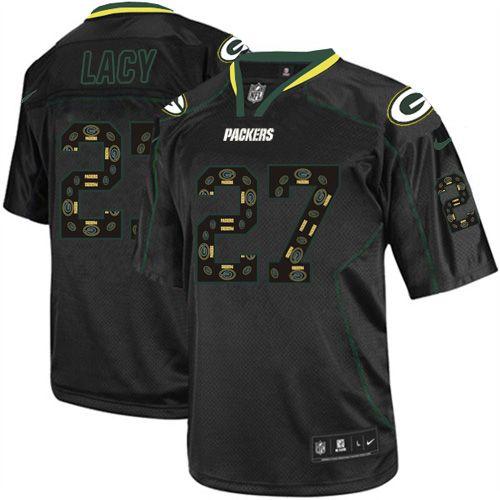 Nike Packers #27 Eddie Lacy New Lights Out Black Men's Stitched NFL Elite Jersey