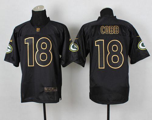 Nike Packers #18 Randall Cobb Black Gold No. Fashion Men's Stitched NFL Elite Jersey