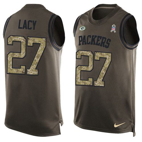 Nike Packers #27 Eddie Lacy Green Men's Stitched NFL Limited Salute To Service Tank Top Jersey