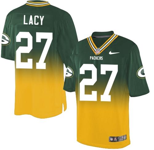 Nike Packers #27 Eddie Lacy Green/Gold Men's Stitched NFL Elite Fadeaway Fashion Jersey