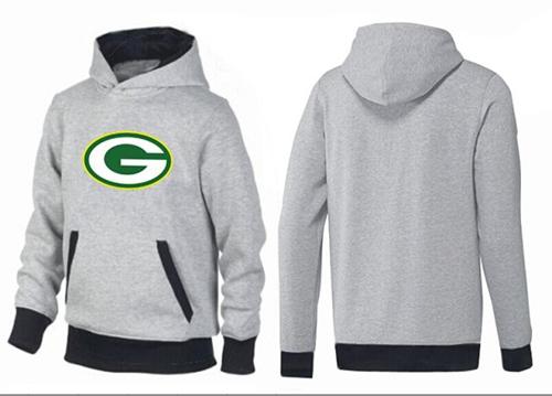 Green Bay Packers Logo Pullover Hoodie Grey & Black